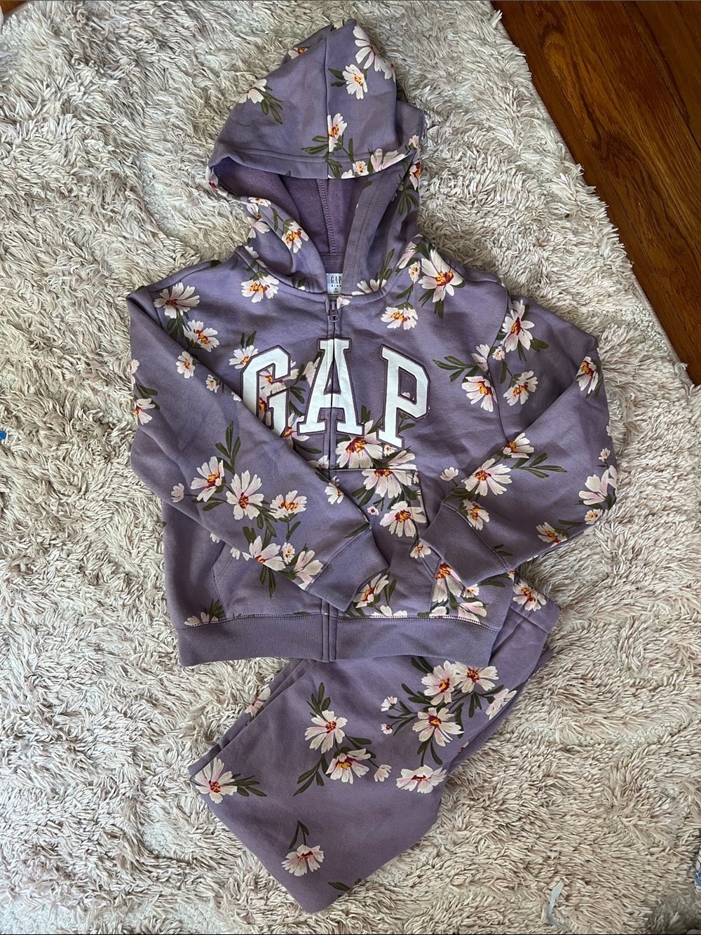GAP kids Purple Floral Zip Hoodie and Joggers Set